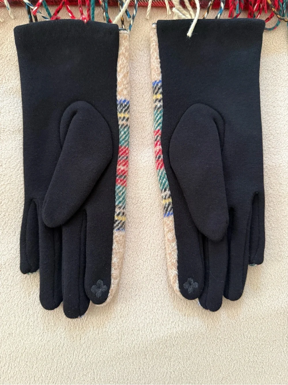 Plaid Scarf and Matching Gloves Set Tartan Winter Soft Warm Christmas Gift